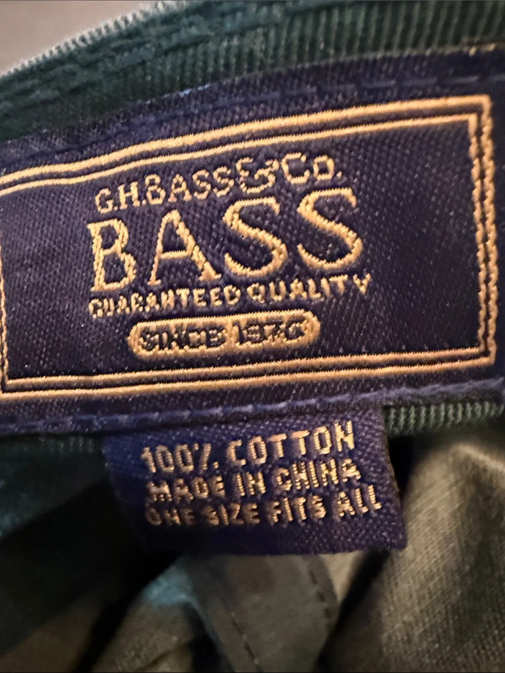 G.H. Bass & Co. Olive Green Cap with Red Patch